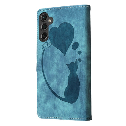 Samsung Galaxy S23 FE 5G Pen Heart Cat Embossed Leather Phone Case with Wear-Resistant TPU+PU, Lightweight Wallet Stand Function, and Precise Cutouts for Ultimate Protection