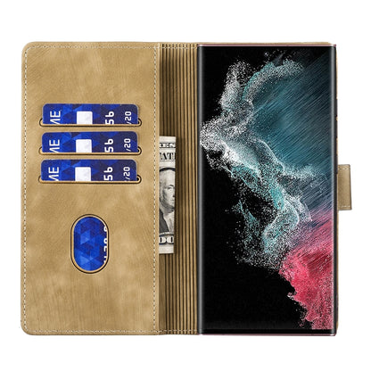 Samsung Galaxy S22 Ultra 5G Pen Heart Cat Embossed Leather Phone Case with Wear-Resistant TPU+PU, Lightweight Wallet Stand Function, and Precise Cutouts for Ultimate Protection