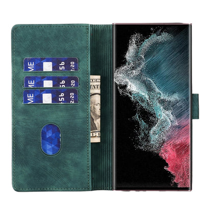 Samsung Galaxy S22 Ultra 5G Pen Heart Cat Embossed Leather Phone Case with Wear-Resistant TPU+PU, Lightweight Wallet Stand Function, and Precise Cutouts for Ultimate Protection