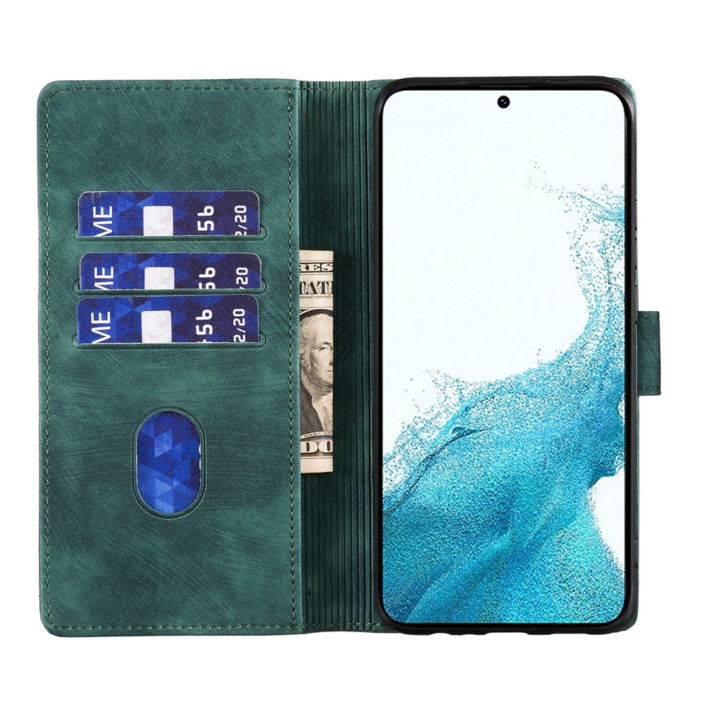 Samsung Galaxy S22+ 5G Pen Heart Cat Embossed Leather Phone Case with Wear-Resistant TPU+PU, Lightweight Wallet Stand Function, and Precise Cutouts for Ultimate Protection