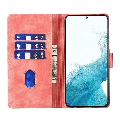 Samsung Galaxy S22 5G Pen Heart Cat Embossed Leather Phone Case with Wear-Resistant TPU+PU, Lightweight Wallet Stand Function, and Precise Cutouts for Ultimate Protection