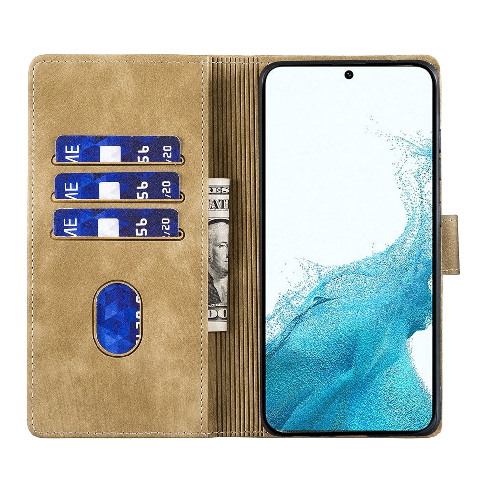 Samsung Galaxy S22 5G Pen Heart Cat Embossed Leather Phone Case with Wear-Resistant TPU+PU, Lightweight Wallet Stand Function, and Precise Cutouts for Ultimate Protection