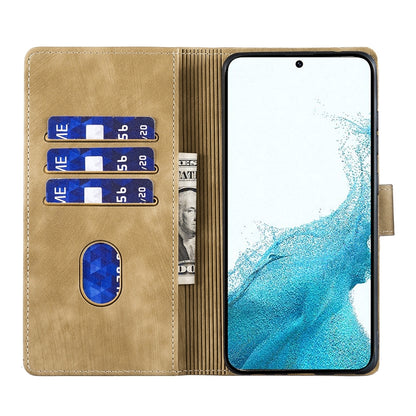 Samsung Galaxy S22 5G Pen Heart Cat Embossed Leather Phone Case with Wear-Resistant TPU+PU, Lightweight Wallet Stand Function, and Precise Cutouts for Ultimate Protection