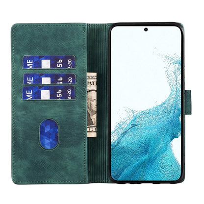 Samsung Galaxy S22 5G Pen Heart Cat Embossed Leather Phone Case with Wear-Resistant TPU+PU, Lightweight Wallet Stand Function, and Precise Cutouts for Ultimate Protection