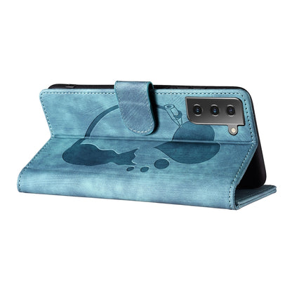 Samsung Galaxy S22 5G Pen Heart Cat Embossed Leather Phone Case with Wear-Resistant TPU+PU, Lightweight Wallet Stand Function, and Precise Cutouts for Ultimate Protection