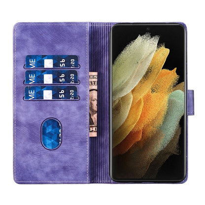 Samsung Galaxy S21 Ultra 5G Pen Heart Cat Embossed Leather Phone Case with Wear-Resistant TPU+PU, Lightweight Wallet Stand Function, and Precise Cutouts for Ultimate Protection