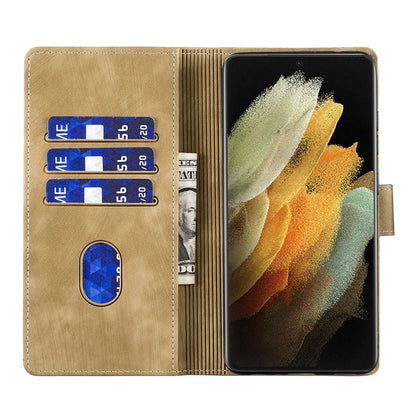 Samsung Galaxy S21 Ultra 5G Pen Heart Cat Embossed Leather Phone Case with Wear-Resistant TPU+PU, Lightweight Wallet Stand Function, and Precise Cutouts for Ultimate Protection