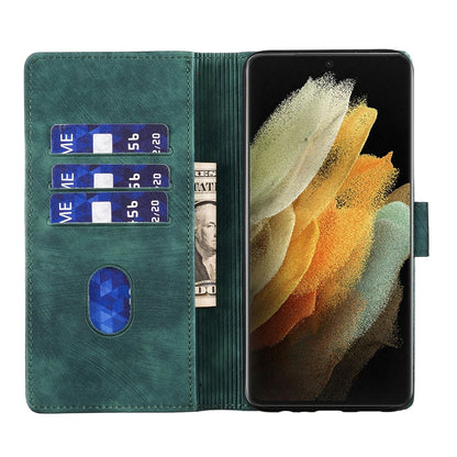 Samsung Galaxy S21 Ultra 5G Pen Heart Cat Embossed Leather Phone Case with Wear-Resistant TPU+PU, Lightweight Wallet Stand Function, and Precise Cutouts for Ultimate Protection