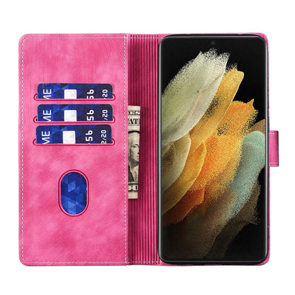 Samsung Galaxy S21 Ultra 5G Pen Heart Cat Embossed Leather Phone Case with Wear-Resistant TPU+PU, Lightweight Wallet Stand Function, and Precise Cutouts for Ultimate Protection