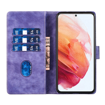 Samsung Galaxy S21+ 5G Pen Heart Cat Embossed Leather Phone Case with Wear-Resistant TPU+PU, Lightweight Wallet Stand Function, and Precise Cutouts for Ultimate Protection