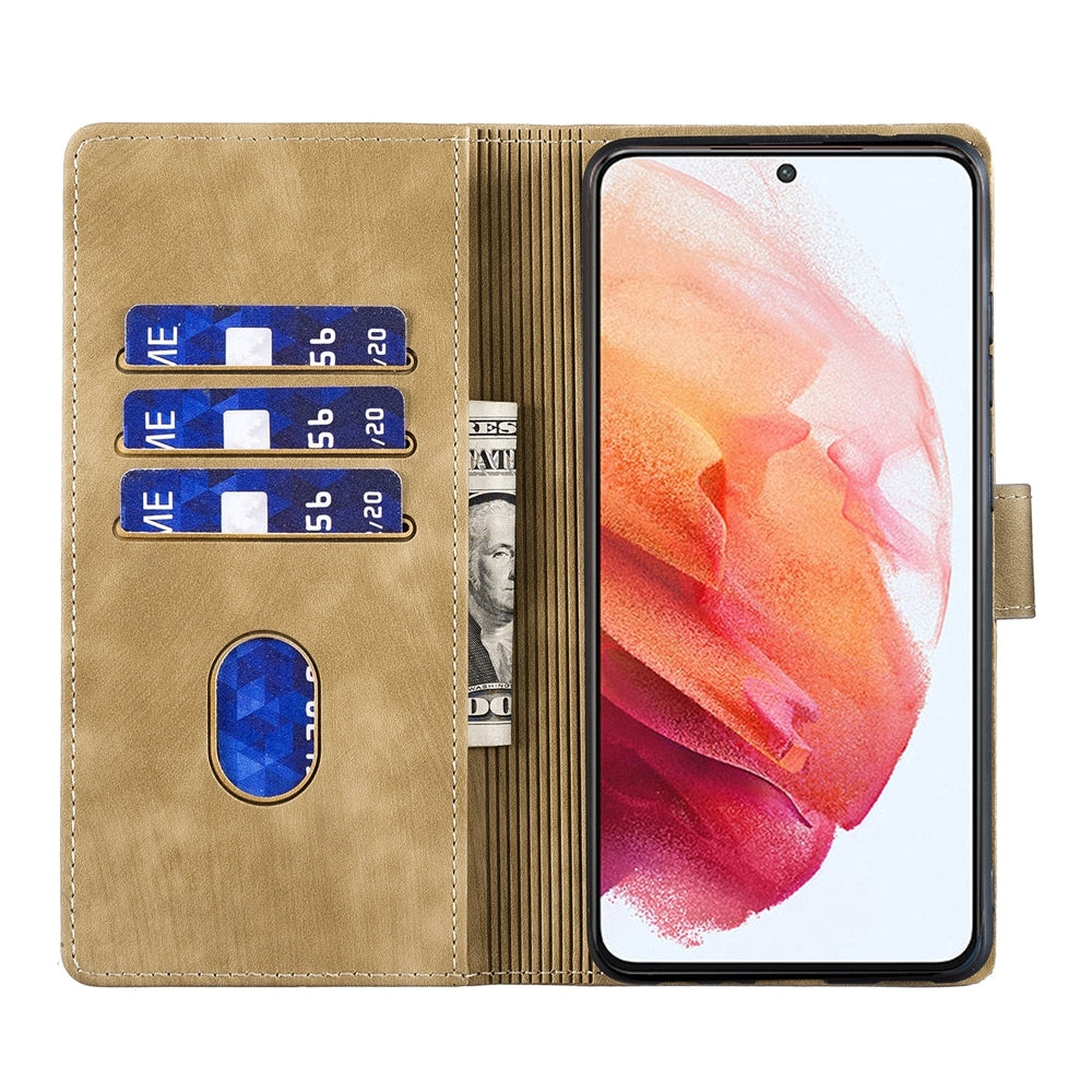 Samsung Galaxy S21+ 5G Pen Heart Cat Embossed Leather Phone Case with Wear-Resistant TPU+PU, Lightweight Wallet Stand Function, and Precise Cutouts for Ultimate Protection