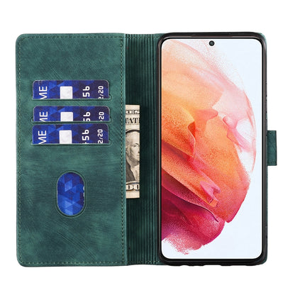 Samsung Galaxy S21+ 5G Pen Heart Cat Embossed Leather Phone Case with Wear-Resistant TPU+PU, Lightweight Wallet Stand Function, and Precise Cutouts for Ultimate Protection