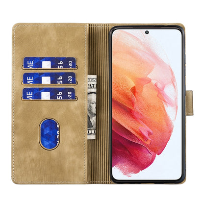 Samsung Galaxy S21 5G Pen Heart Cat Embossed Leather Phone Case with Wear-Resistant TPU+PU, Lightweight Wallet Stand Function, and Precise Cutouts for Ultimate Protection