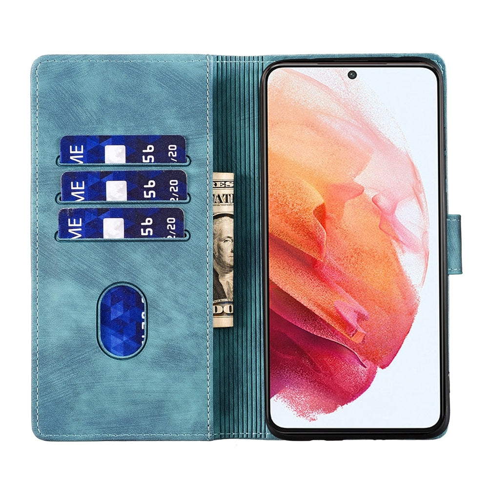 Samsung Galaxy S21 5G Pen Heart Cat Embossed Leather Phone Case with Wear-Resistant TPU+PU, Lightweight Wallet Stand Function, and Precise Cutouts for Ultimate Protection