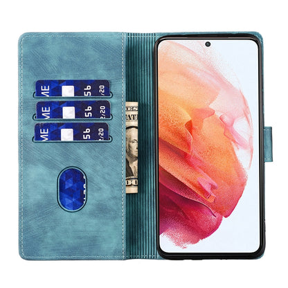 Samsung Galaxy S21 5G Pen Heart Cat Embossed Leather Phone Case with Wear-Resistant TPU+PU, Lightweight Wallet Stand Function, and Precise Cutouts for Ultimate Protection