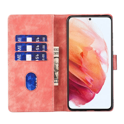 Samsung Galaxy S21 FE 5G Pen Heart Cat Embossed Leather Phone Case with Wear-Resistant TPU+PU, Lightweight Wallet Stand Function, and Precise Cutouts for Ultimate Protection