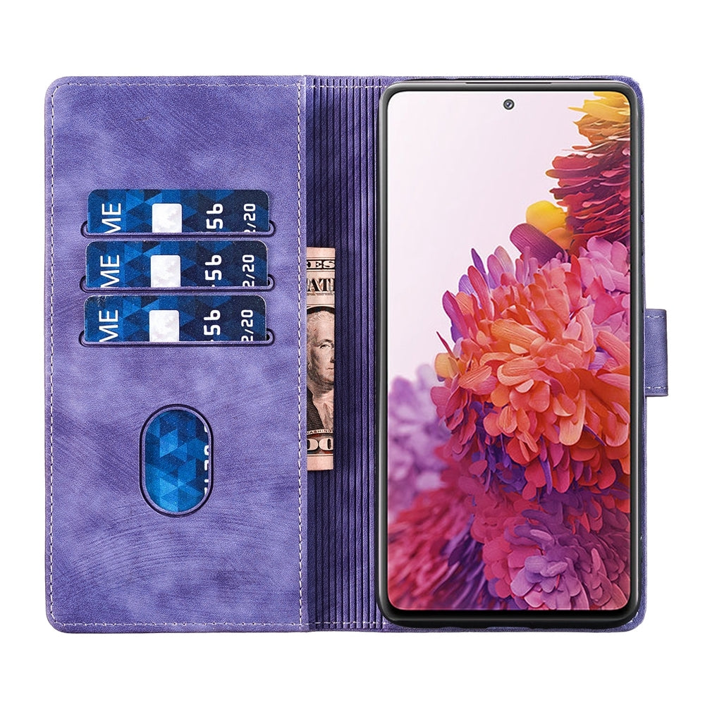 Samsung Galaxy S20 FE 5G Pen Heart Cat Embossed Leather Phone Case with Wear-Resistant TPU+PU, Lightweight Wallet Stand Function, and Precise Cutouts for Ultimate Protection