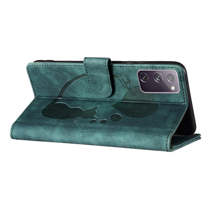 Samsung Galaxy S20 FE 5G Pen Heart Cat Embossed Leather Phone Case with Wear-Resistant TPU+PU, Lightweight Wallet Stand Function, and Precise Cutouts for Ultimate Protection