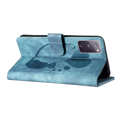 Samsung Galaxy S20 FE 5G Pen Heart Cat Embossed Leather Phone Case with Wear-Resistant TPU+PU, Lightweight Wallet Stand Function, and Precise Cutouts for Ultimate Protection