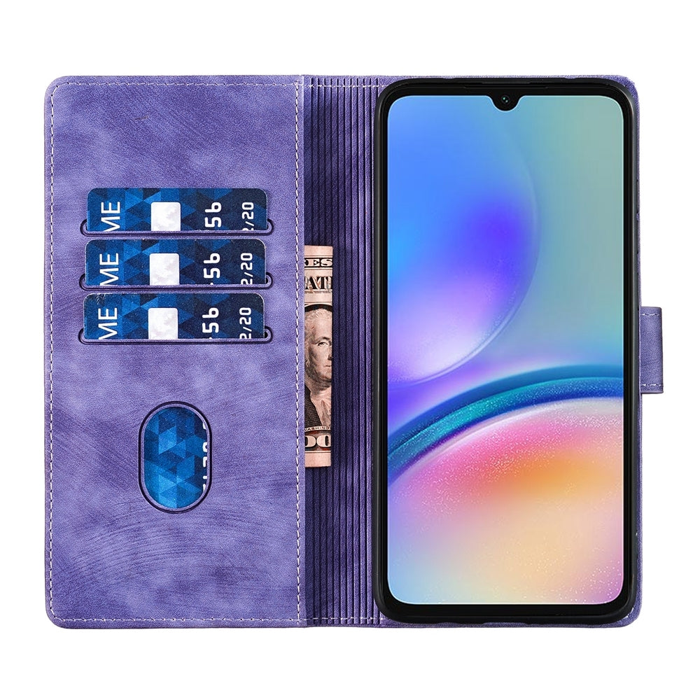 Samsung Galaxy A55 5G Pen Heart Cat Embossed Leather Phone Case with Wear-Resistant TPU+PU, Lightweight Wallet Stand Function, and Precise Cutouts for Ultimate Protection