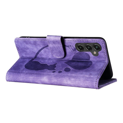 Samsung Galaxy A55 5G Pen Heart Cat Embossed Leather Phone Case with Wear-Resistant TPU+PU, Lightweight Wallet Stand Function, and Precise Cutouts for Ultimate Protection