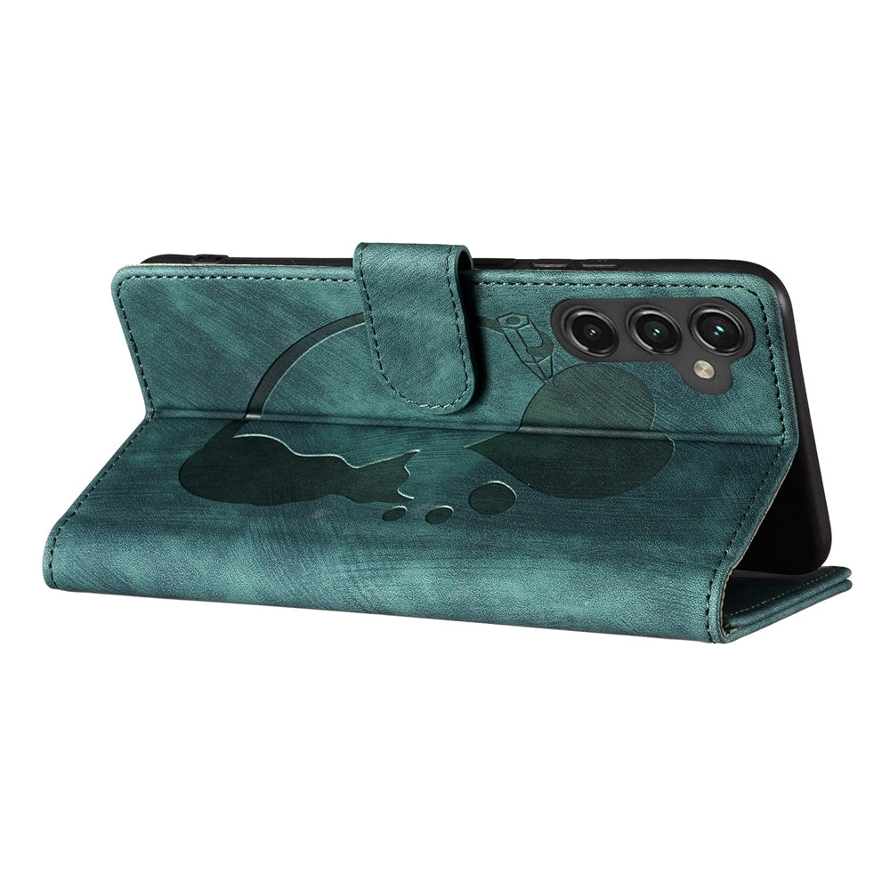 Samsung Galaxy A54 5G Pen Heart Cat Embossed Leather Phone Case with Wear-Resistant TPU+PU, Lightweight Wallet Stand Function, and Precise Cutouts for Ultimate Protection