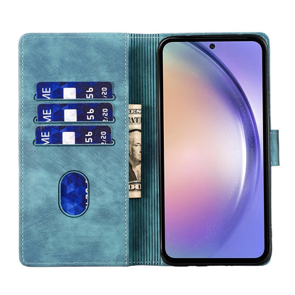 Samsung Galaxy A54 5G Pen Heart Cat Embossed Leather Phone Case with Wear-Resistant TPU+PU, Lightweight Wallet Stand Function, and Precise Cutouts for Ultimate Protection