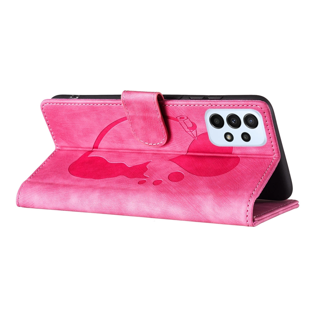 Samsung Galaxy A53 5G Pen Heart Cat Embossed Leather Phone Case with Wear-Resistant TPU+PU, Lightweight Wallet Stand Function, and Precise Cutouts for Ultimate Protection