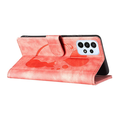 Samsung Galaxy A52 5G Pen Heart Cat Embossed Leather Phone Case with Wear-Resistant TPU+PU, Lightweight Wallet Stand Function, and Precise Cutouts for Ultimate Protection