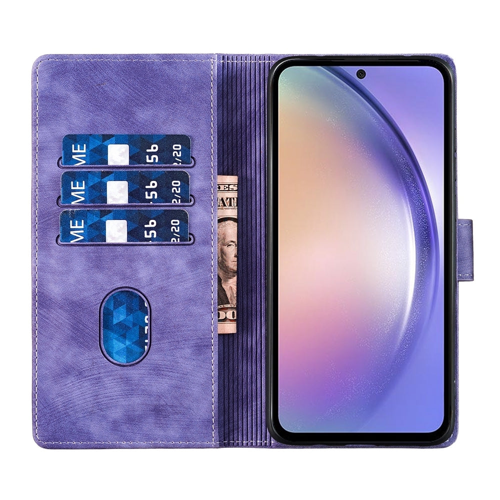 Samsung Galaxy A52s 5G Pen Heart Cat Embossed Leather Phone Case with Wear-Resistant TPU+PU, Lightweight Wallet Stand Function, and Precise Cutouts for Ultimate Protection