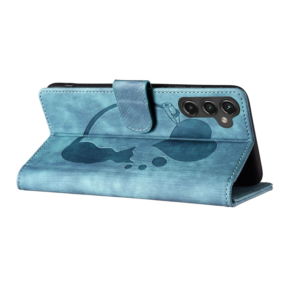 Samsung Galaxy A34 5G Pen Heart Cat Embossed Leather Phone Case with Wear-Resistant TPU+PU, Lightweight Wallet Stand Function, and Precise Cutouts for Ultimate Protection