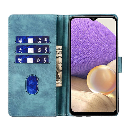 Samsung Galaxy A32 5G Pen Heart Cat Embossed Leather Phone Case with Wear-Resistant TPU+PU, Lightweight Wallet Stand Function, and Precise Cutouts for Ultimate Protection