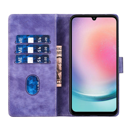 Samsung Galaxy A25 5G Pen Heart Cat Embossed Leather Phone Case with Wear-Resistant TPU+PU, Lightweight Wallet Stand Function, and Precise Cutouts for Ultimate Protection