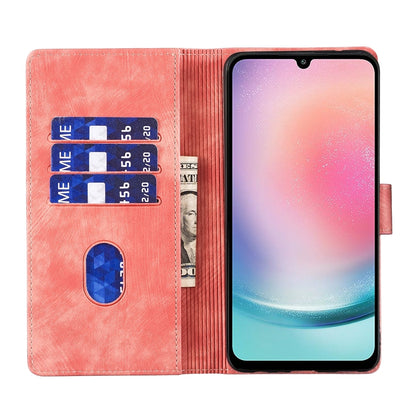 Samsung Galaxy A24 4G Pen Heart Cat Embossed Leather Phone Case with Wear-Resistant TPU+PU, Lightweight Wallet Stand Function, and Precise Cutouts for Ultimate Protection