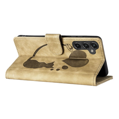 Samsung Galaxy A24 4G Pen Heart Cat Embossed Leather Phone Case with Wear-Resistant TPU+PU, Lightweight Wallet Stand Function, and Precise Cutouts for Ultimate Protection