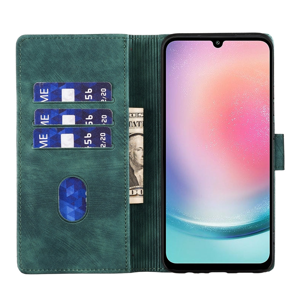 Samsung Galaxy A24 4G Pen Heart Cat Embossed Leather Phone Case with Wear-Resistant TPU+PU, Lightweight Wallet Stand Function, and Precise Cutouts for Ultimate Protection