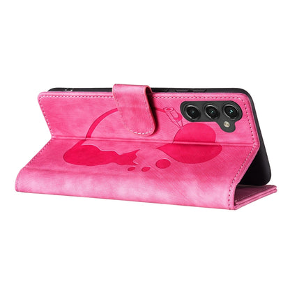 Samsung Galaxy A24 4G Pen Heart Cat Embossed Leather Phone Case with Wear-Resistant TPU+PU, Lightweight Wallet Stand Function, and Precise Cutouts for Ultimate Protection