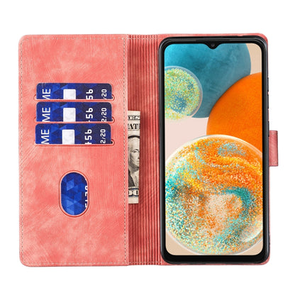 Samsung Galaxy A23 5G Pen Heart Cat Embossed Leather Phone Case with Wear-Resistant TPU+PU, Lightweight Wallet Stand Function, and Precise Cutouts for Ultimate Protection