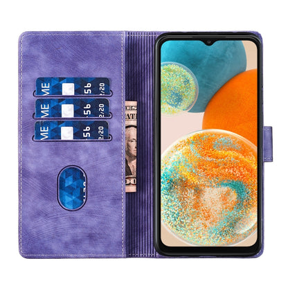 Samsung Galaxy A23 5G Pen Heart Cat Embossed Leather Phone Case with Wear-Resistant TPU+PU, Lightweight Wallet Stand Function, and Precise Cutouts for Ultimate Protection