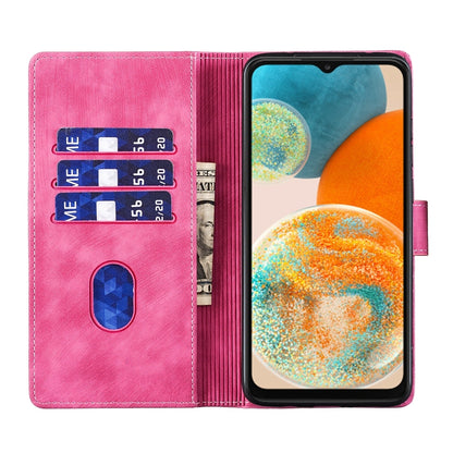 Samsung Galaxy A23 5G Pen Heart Cat Embossed Leather Phone Case with Wear-Resistant TPU+PU, Lightweight Wallet Stand Function, and Precise Cutouts for Ultimate Protection