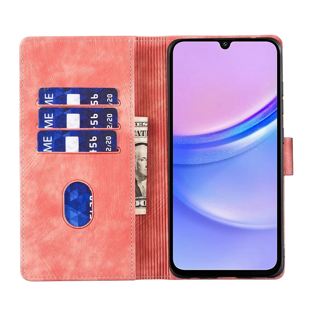 Samsung Galaxy A15 5G Pen Heart Cat Embossed Leather Phone Case with Wear-Resistant TPU+PU, Lightweight Wallet Stand Function, and Precise Cutouts for Ultimate Protection