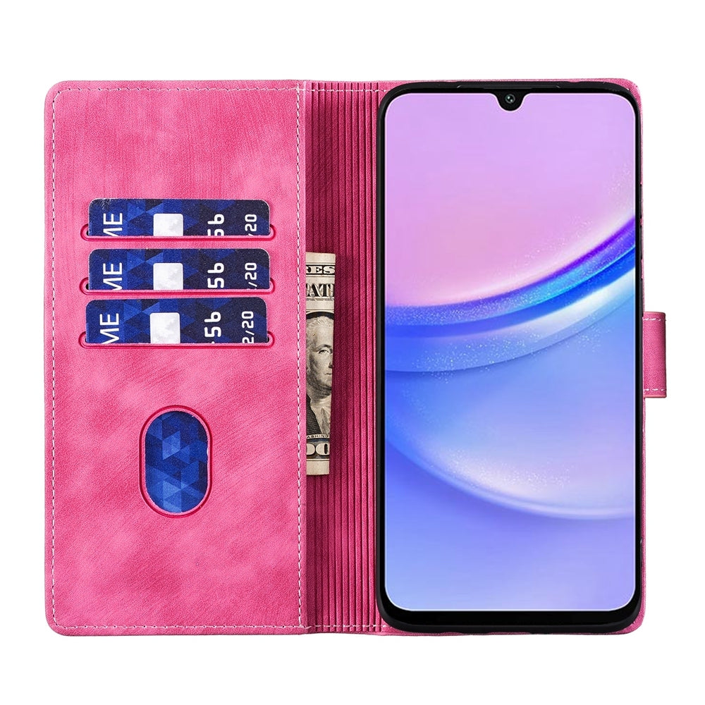 Samsung Galaxy A15 5G Pen Heart Cat Embossed Leather Phone Case with Wear-Resistant TPU+PU, Lightweight Wallet Stand Function, and Precise Cutouts for Ultimate Protection