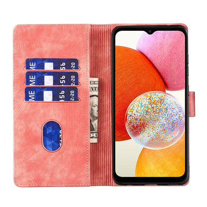 Samsung Galaxy A14 5G Pen Heart Cat Embossed Leather Phone Case with Wear-Resistant TPU+PU, Lightweight Wallet Stand Function, and Precise Cutouts for Ultimate Protection
