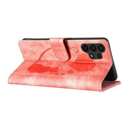 Samsung Galaxy A13 4G Pen Heart Cat Embossed Leather Phone Case with Wear-Resistant TPU+PU, Lightweight Wallet Stand Function, and Precise Cutouts for Ultimate Protection