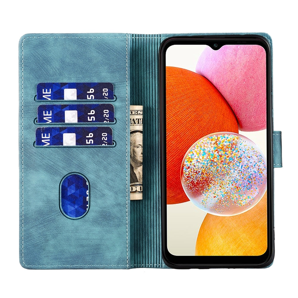 Samsung Galaxy A13 4G Pen Heart Cat Embossed Leather Phone Case with Wear-Resistant TPU+PU, Lightweight Wallet Stand Function, and Precise Cutouts for Ultimate Protection