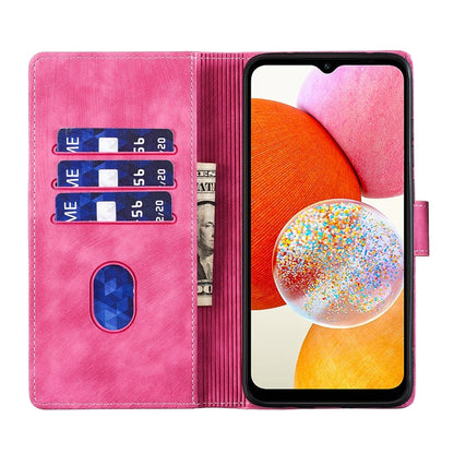 Samsung Galaxy A13 4G Pen Heart Cat Embossed Leather Phone Case with Wear-Resistant TPU+PU, Lightweight Wallet Stand Function, and Precise Cutouts for Ultimate Protection