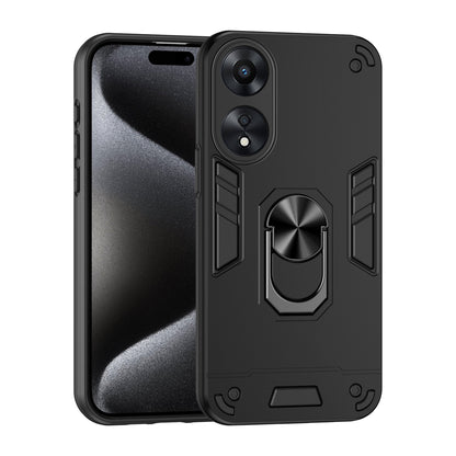 OPPO A78 5G Shockproof Metal Ring Holder Phone Case with 360 degrees Rotating Kickstand, Ultra Slim Protective Cover, Raised Camera Guard, PC Silicone Armour Shell, Anti-Scratch Back & Edge Protection