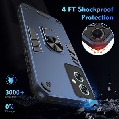OPPO A79 5G Shockproof Metal Ring Holder Phone Case with 360 degrees Rotating Kickstand, Ultra Slim Protective Cover, Raised Camera Guard, PC Silicone Armour Shell, Anti-Scratch Back & Edge Protection