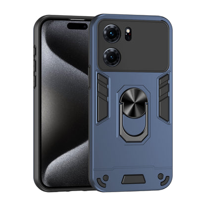 OPPO K10 Shockproof Metal Ring Holder Phone Case with 360 degrees Rotating Kickstand, Ultra Slim Protective Cover, Raised Camera Guard, PC Silicone Armour Shell, Anti-Scratch Back & Edge Protection