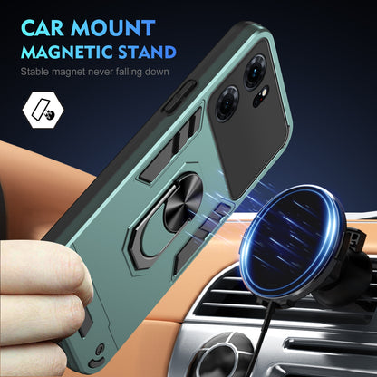 OPPO K10 Shockproof Metal Ring Holder Phone Case with 360 degrees Rotating Kickstand, Ultra Slim Protective Cover, Raised Camera Guard, PC Silicone Armour Shell, Anti-Scratch Back & Edge Protection